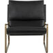 Zancor Antique Brass / Charcoal Black Leather Lounge Chair